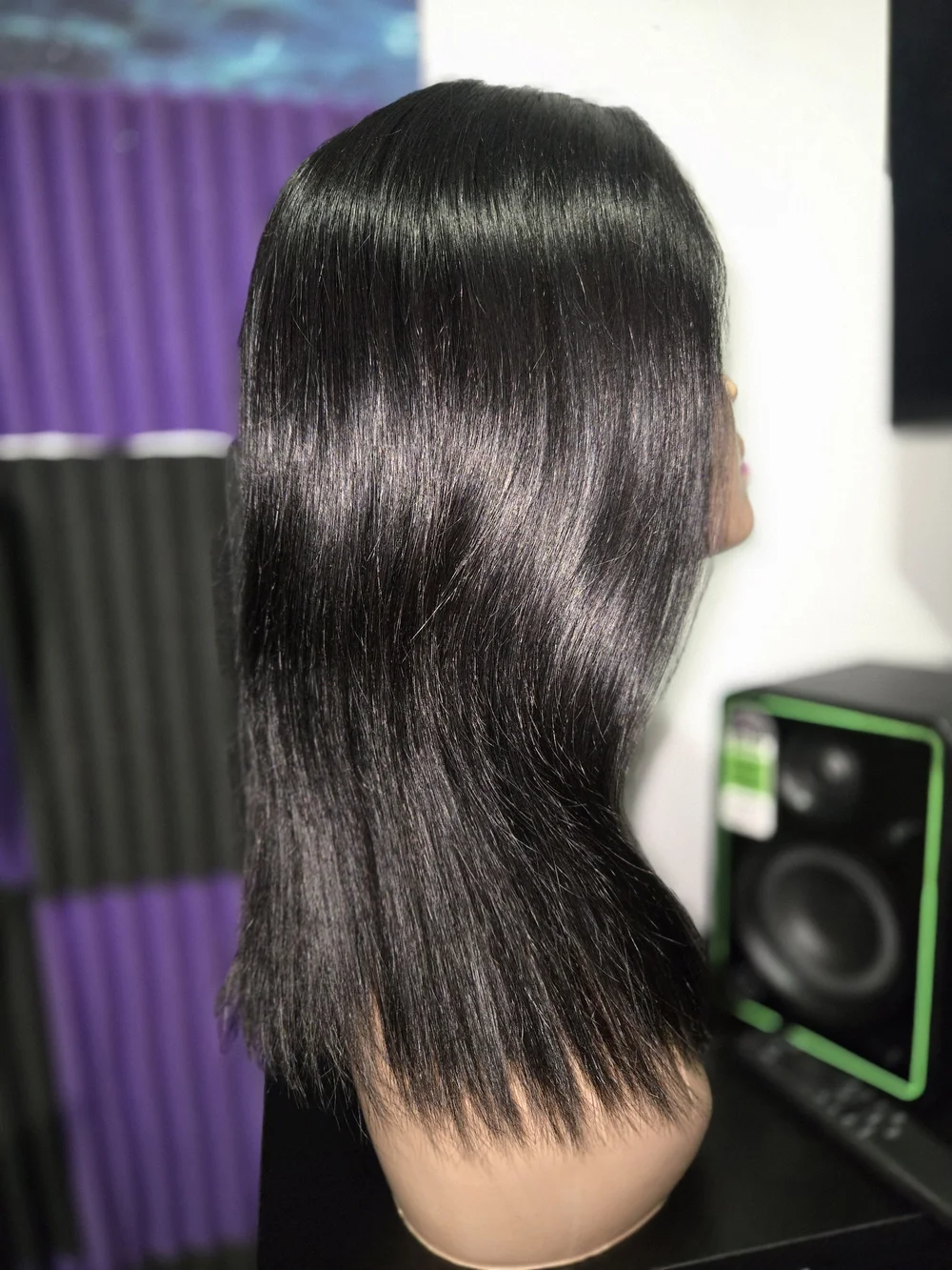 7x5 glueless Straight Lace Front Wig with Natural Center Part 14 Inch